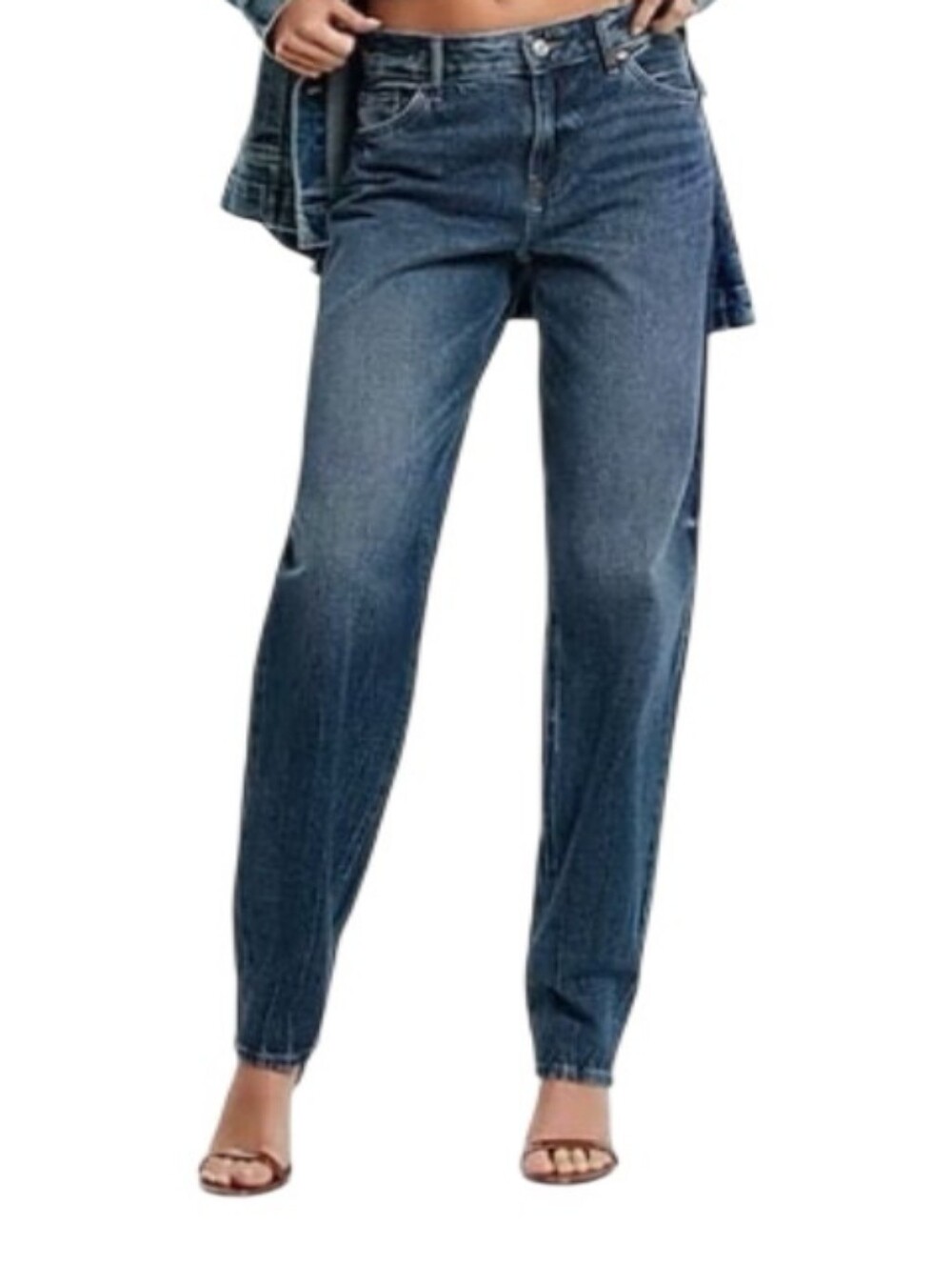 Express Mid-Rise Relaxed Tapered Denim Jeans-NEW
